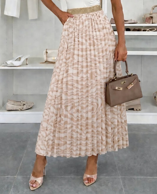 Plisserad kjol Beige