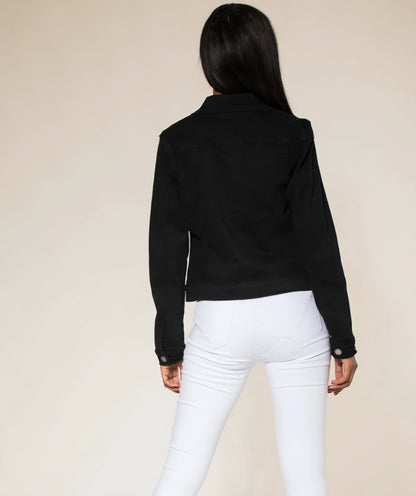 Klassisk stretch jeansjacka Svart