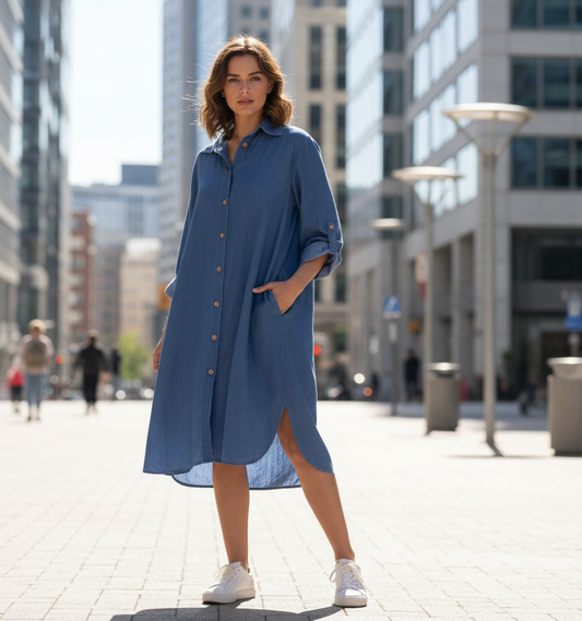 Tunika Lyocell Jeansblå