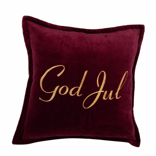 God Jul Kuddfodral Vinröd 45x45 Velour