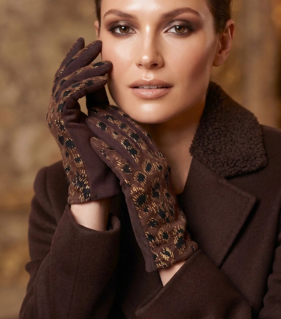 Handskar leopard Brun