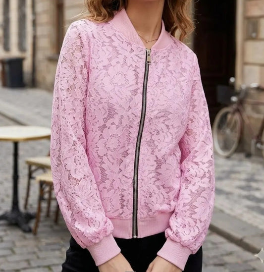 Spetsbomber jacket Rosa