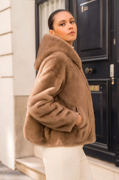 Kort kappa fuskpäls Camel