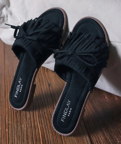 Fransiga sandaler Svart