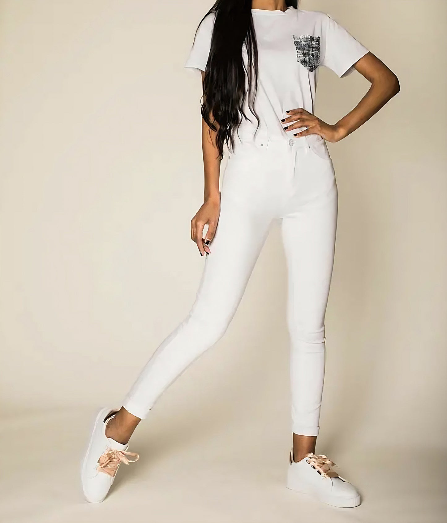 Stretchiga jeans skinny Vit