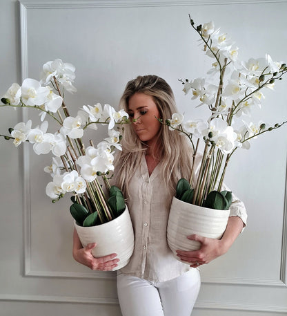 Konstgjord Orkidé 80 cm, 8 stam Vit