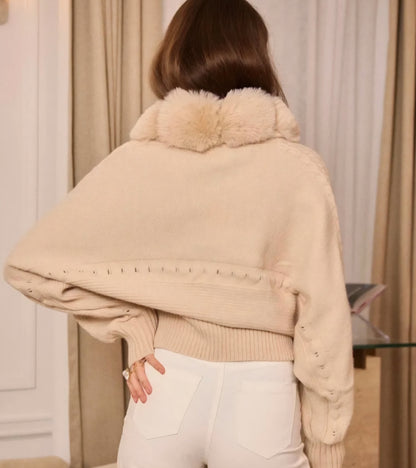 Kofta avtagbar fuskpäls Beige