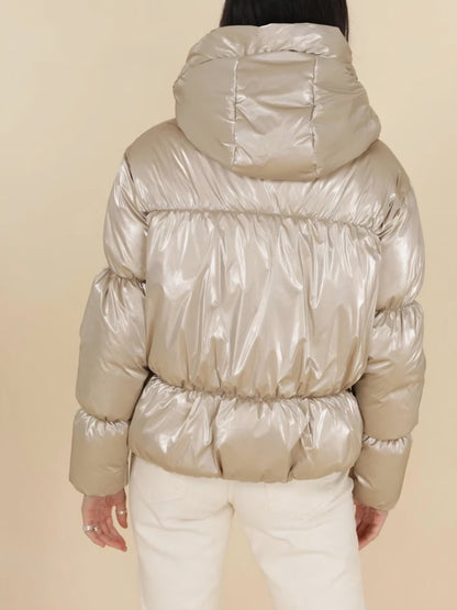 Glansig pufferjacka Champagne