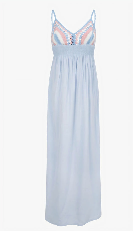 Lång klänning virkad Blå