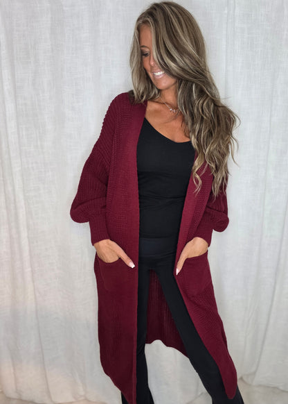 Cardigan  Lång Penny Vinröd