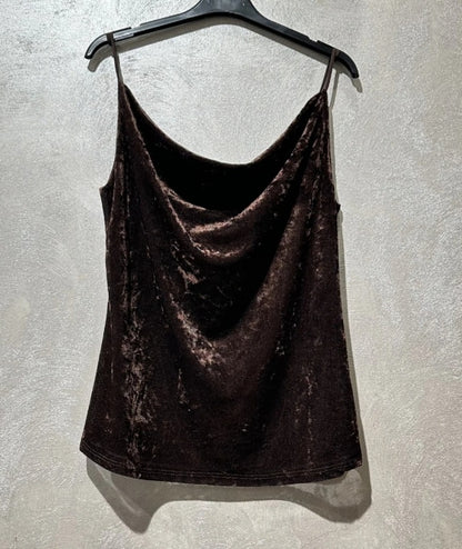 Meshtopp med sammetseffekt Brun