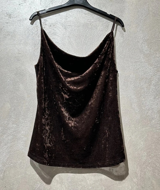 Meshtopp med sammetseffekt Brun