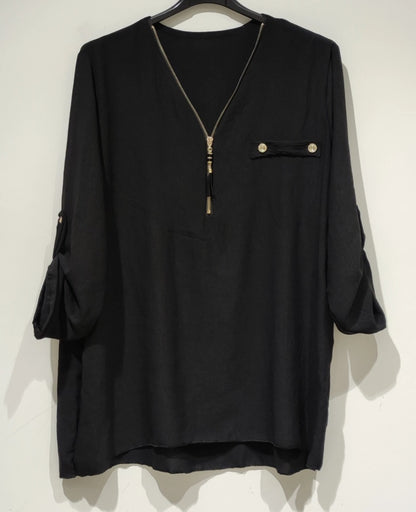 Topp med dragkedja Svart, Plussize