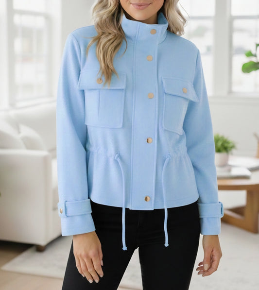 Kort jacka i mockaimitation Blå