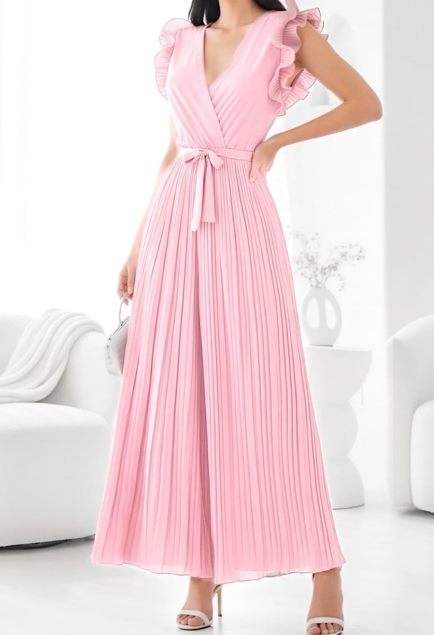 Plisserad byxdress Ljusrosa