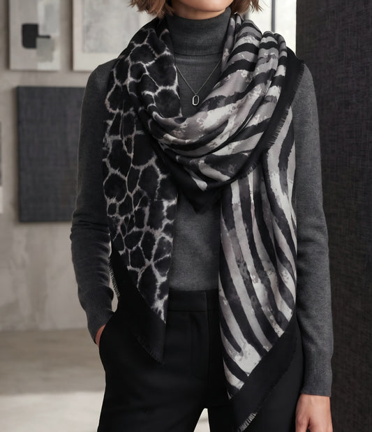Halsduk Leopard-Zebra Svart