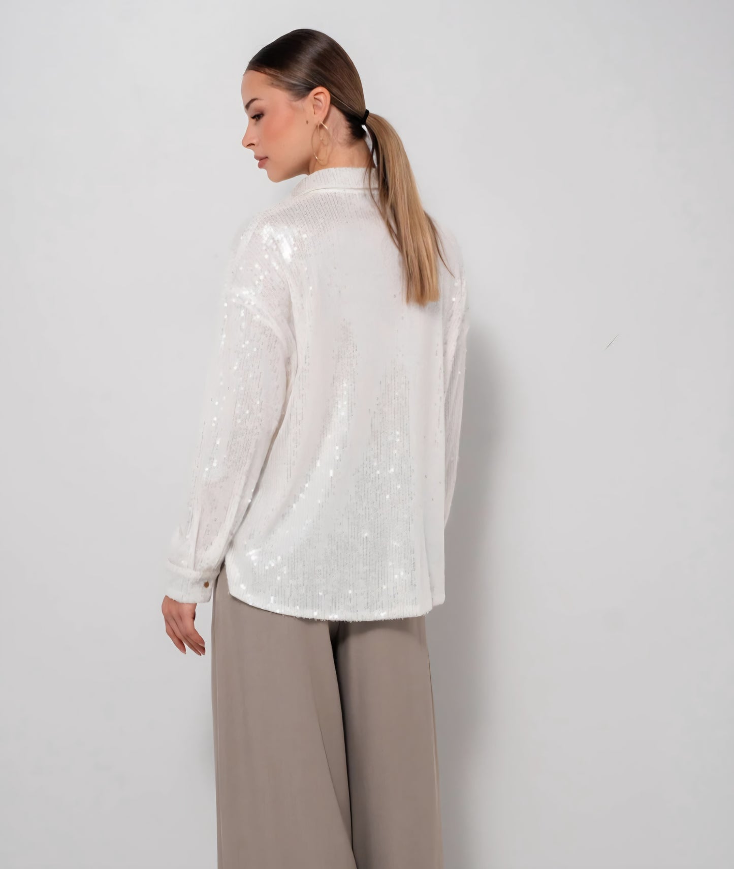 Paljettskjorta Vit