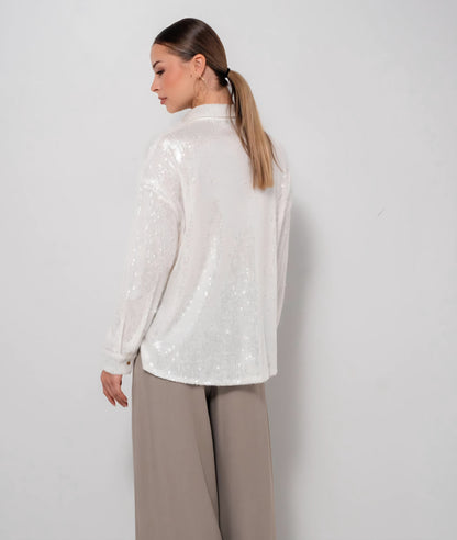 Paljettskjorta Vit