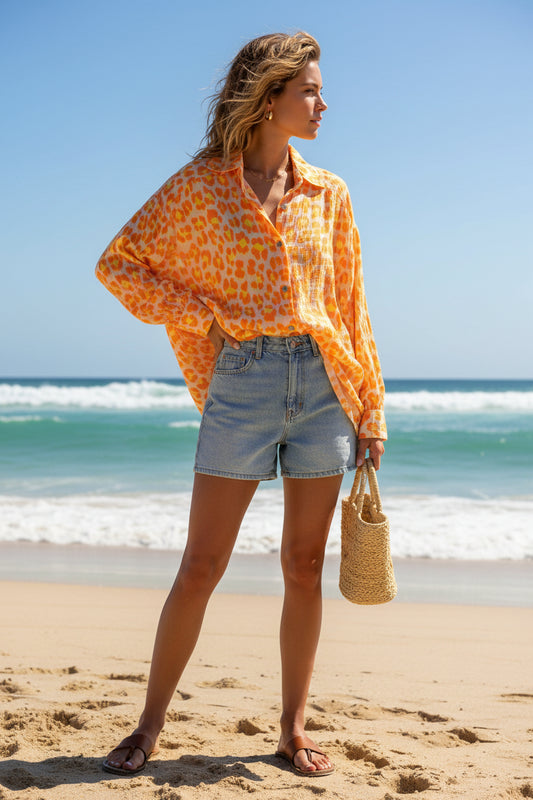 Skjorta leopard Orange