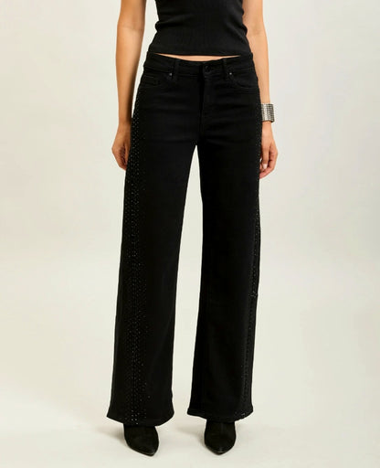 Toxik raka, stretchiga jeans med strass Svart