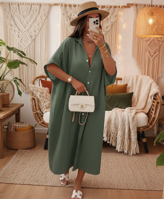 Skjortklänning i Bäckobölja Kahki