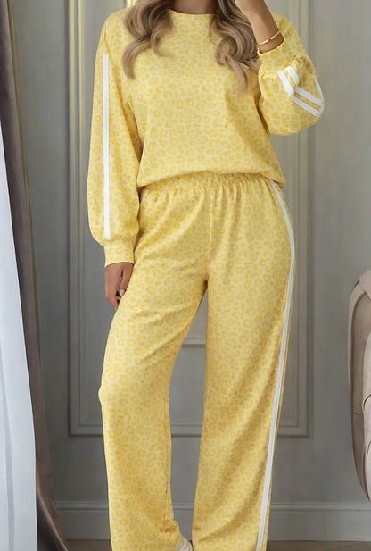 Leopard set, Byxa+Tröja Gul