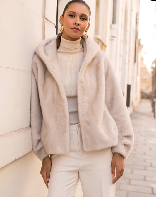 Kort kappa fuskpäls Beige