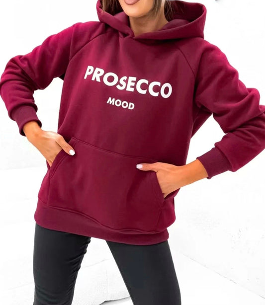 Prosecco Mood Hoodie Vinröd