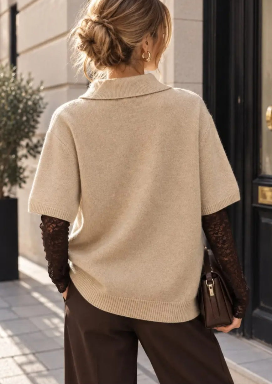Iconic tröja med spets Beige