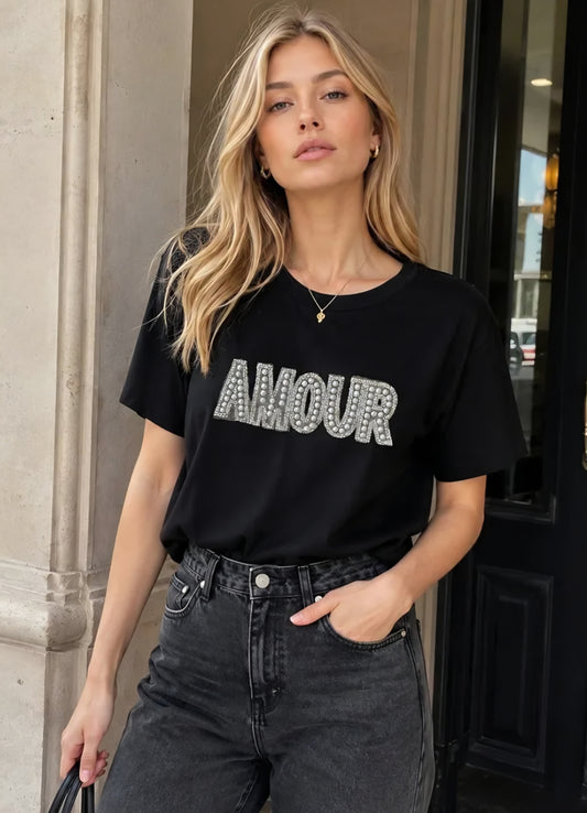 T-SHIRT AMOUR Svart