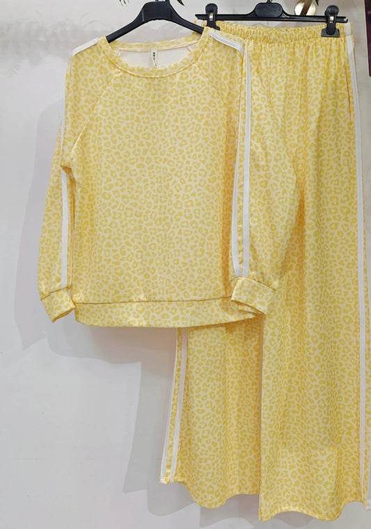Leopard set, Byxa+Tröja Gul