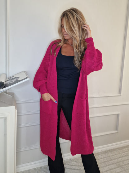 Cardigan  Lång Penny Cerise