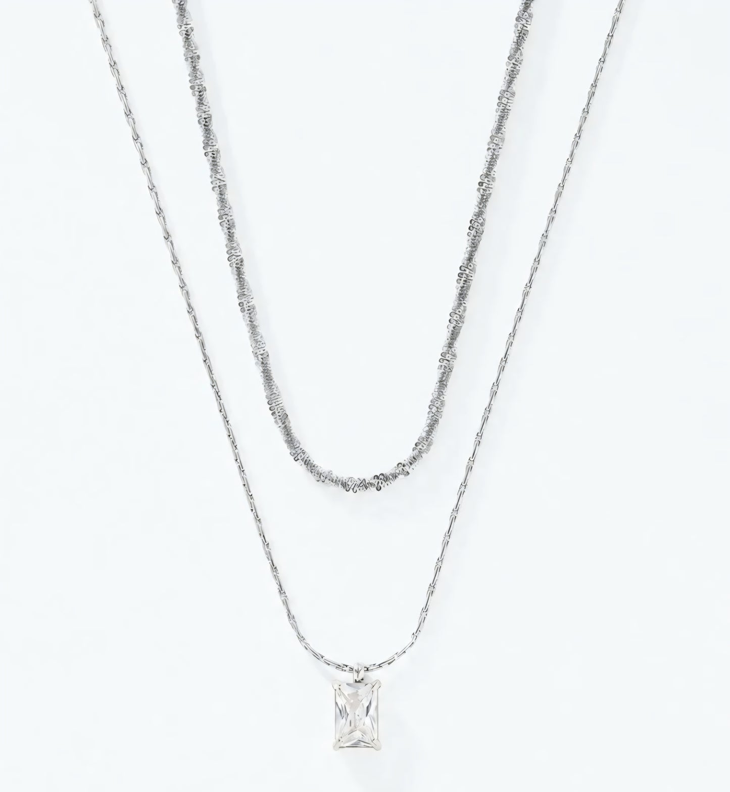 Dubbelradigt halsband rostfritt stål Silver