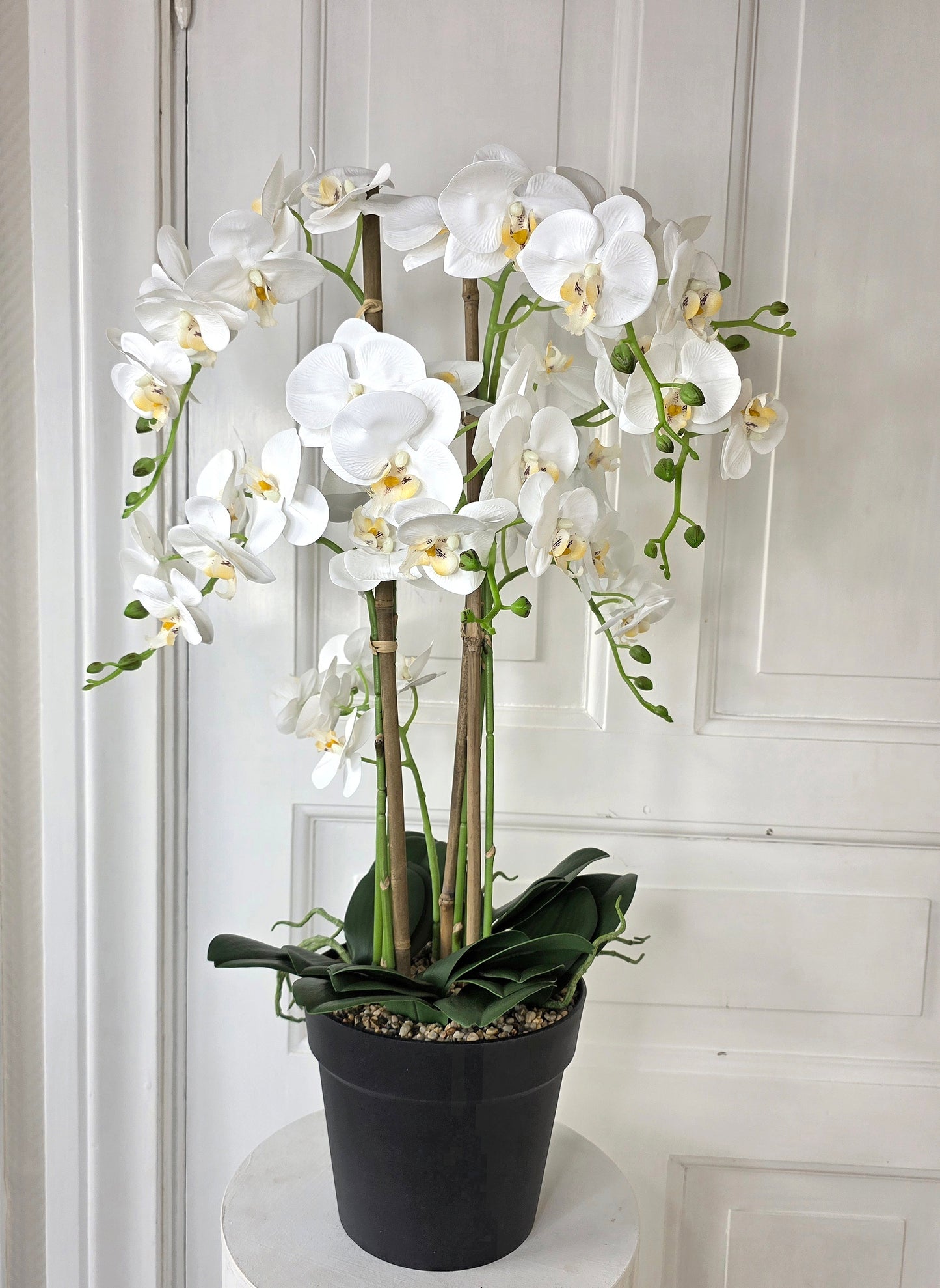 Konstgjord Orkidé 80 cm, 8 stam Vit