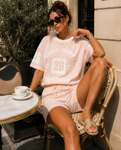 Set, Shorts+T-shirt SAINT-TROPEZ Ljusrosa