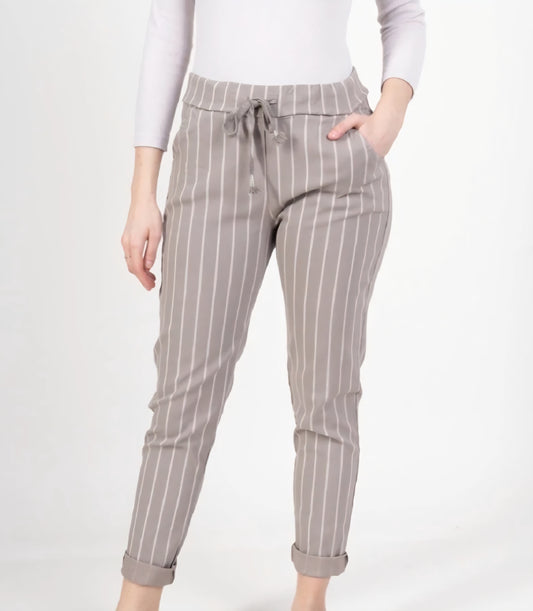 Mirakel byxor Randig Taupe