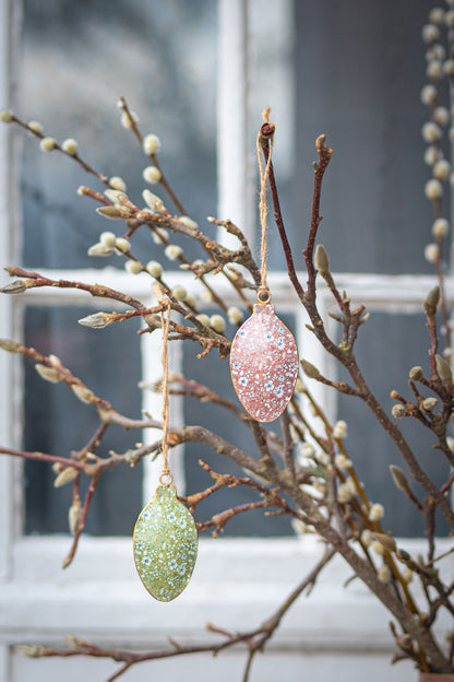 Hänge metall ägg 2-pack