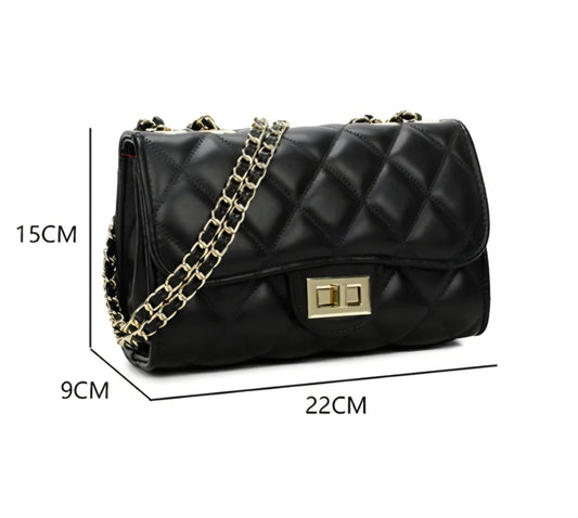 Quiltad Gallantry axelväska Konstläder Svart