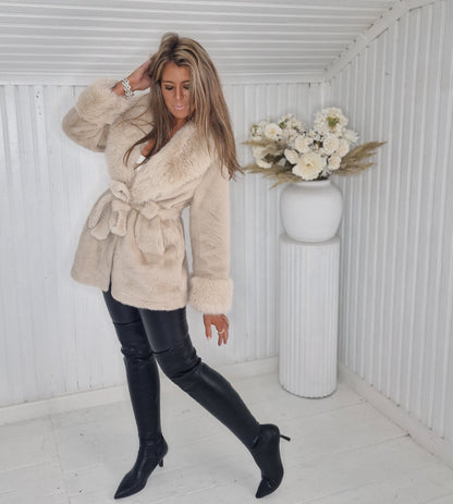 Fuskpäls jacka Stella Beige