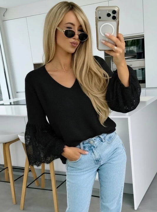 Mycket mjuk babyalpackatröja Svart