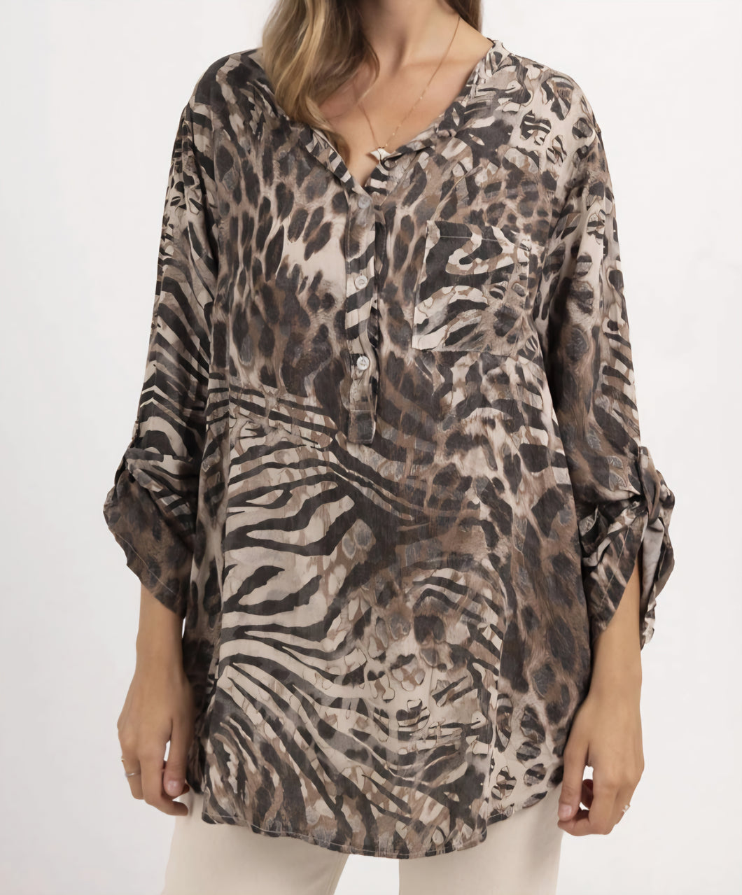 Leopard skjorta Brun