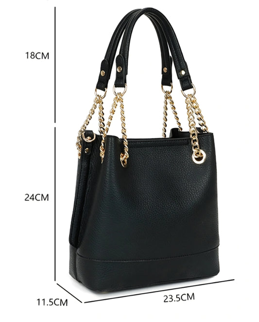 Handväska med kedja Svart