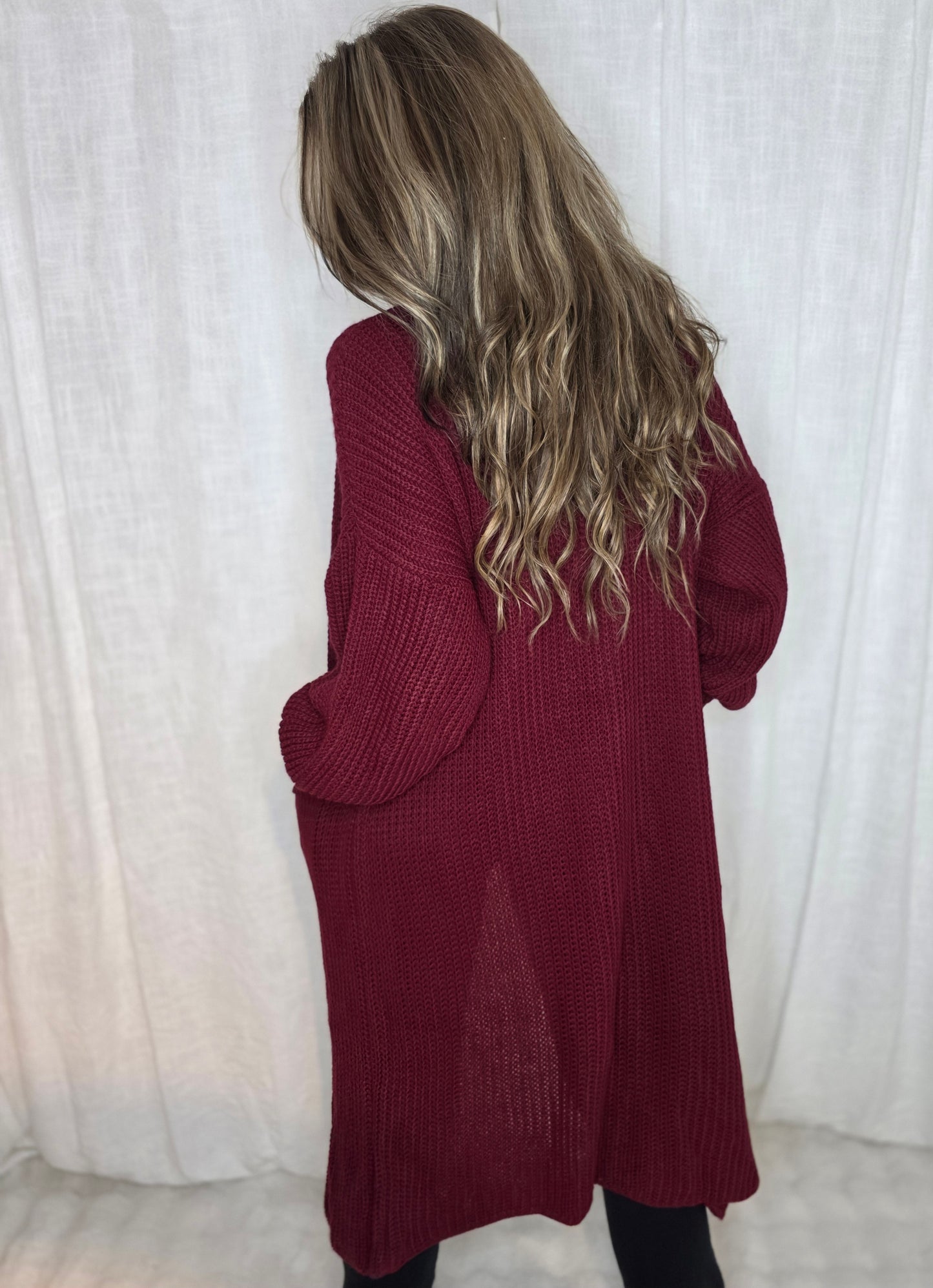 Cardigan  Lång Penny Vinröd