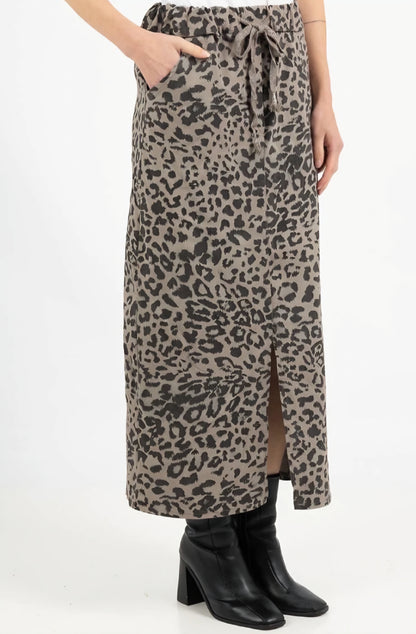 Mirakel Kjol leopard Lång Taupe