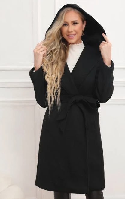 Trenchcoat med huva Svart