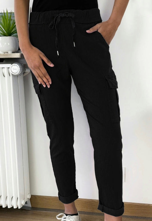 Mirakel byxa Cargo/fickor Svart