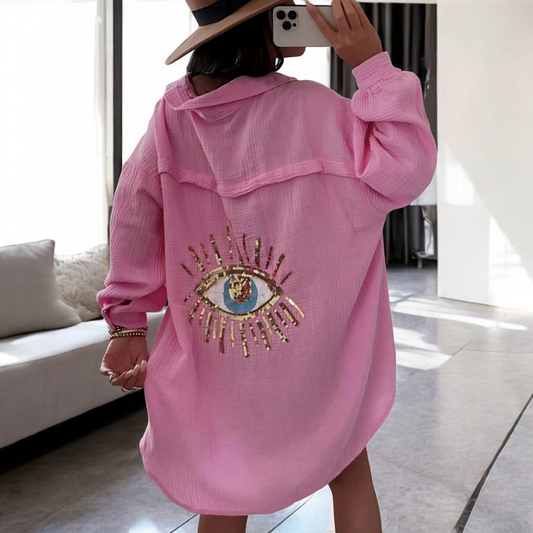 Bomullsskjorta Glitter Öga Rosa