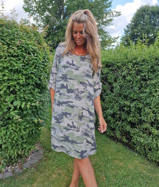 Camouflage klänning Viskos