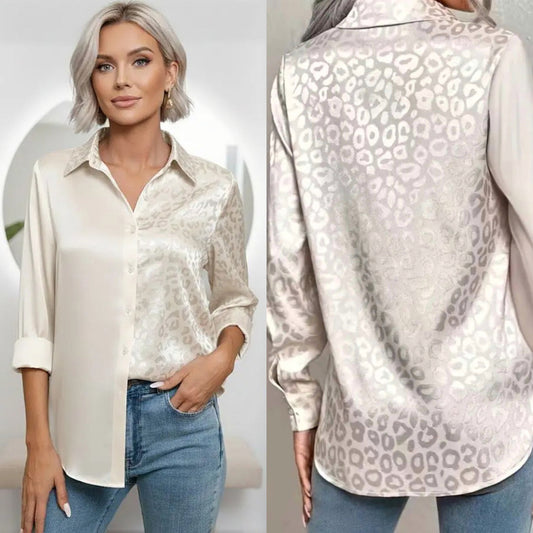 Tryckt skjorta Champagne leopard
