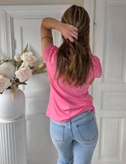 Extra stretchig  Rosa ribbad t-shirt